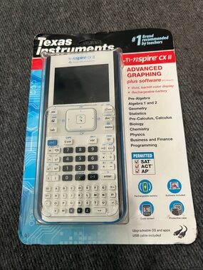 Texas Instruments White Advanced Graphing Calculator in Retail Packaging